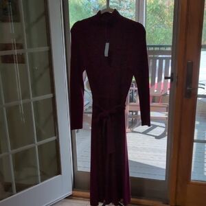 Ann Taylor Factory Deep Burgundy Long Sleeve Dress